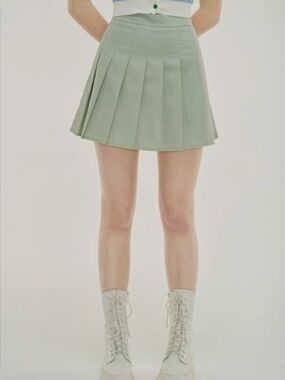 NWT Cider Pleated Mini Skirt in Mint Green Sz L